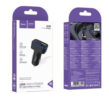 Автомобильное заряд. устр. Hoco Z63B 1USB/1C черное