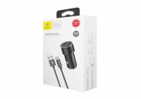 Автомобильное заряд. устр. Baseus Small Screw 2USB кабель Type-C 3.4A TZXLD-B01 черное