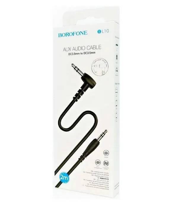 Аудиокабель AUX 3,5mm Borofone BL10 2м угловой черный