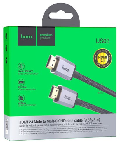 Кабель HDMI - HDMI v2.0 Hoco US03 4K/60Hz 3м черный