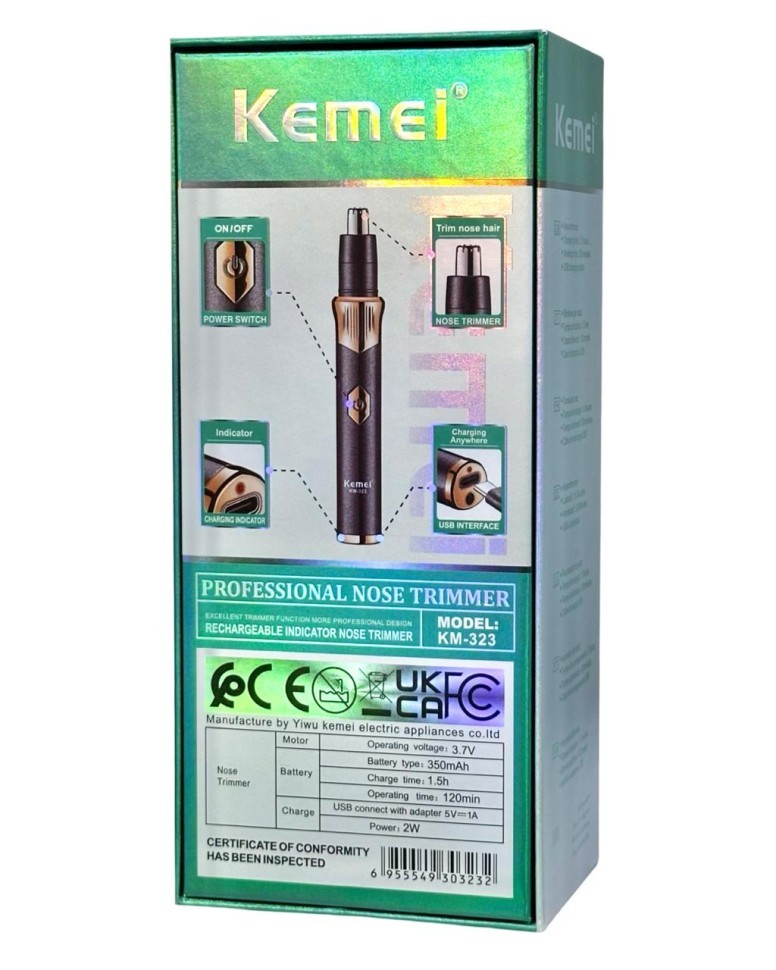 Электрический триммер для носа Kemei KM-323 черный