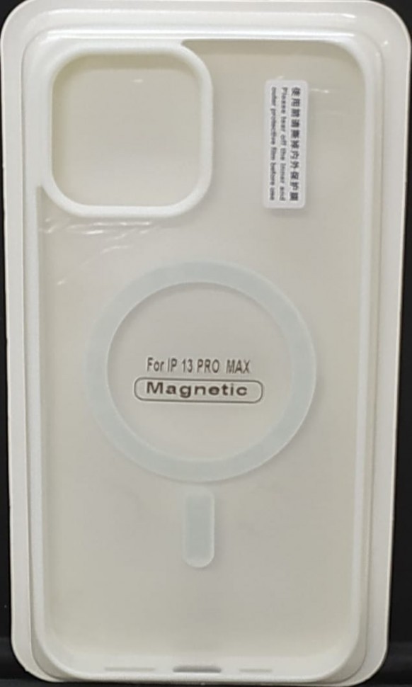 Накладка для i-Phone 13 Pro Max 6.7" Magsafe силикон прозрачный бока белые