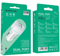 Автомобильное заряд. устр. Borofone BZ14 2USB 2.4A белое