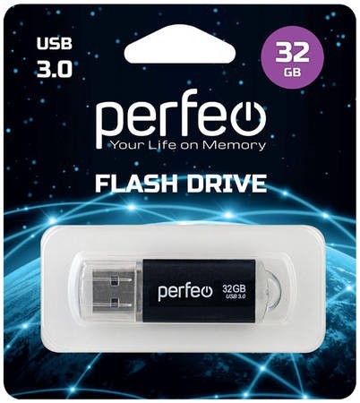 3.0 USB флеш накопитель Perfeo 32GB C14 чёрный