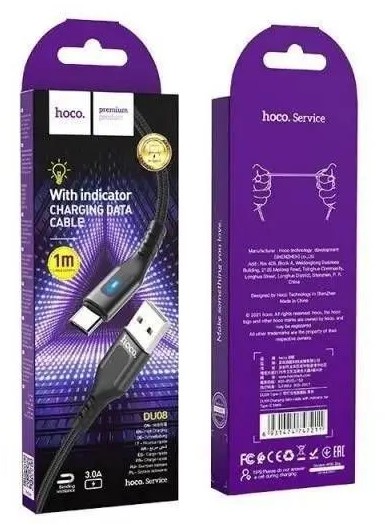 Usb Кабель-зарядка Type-C Hoco DU08 3A 1м черный