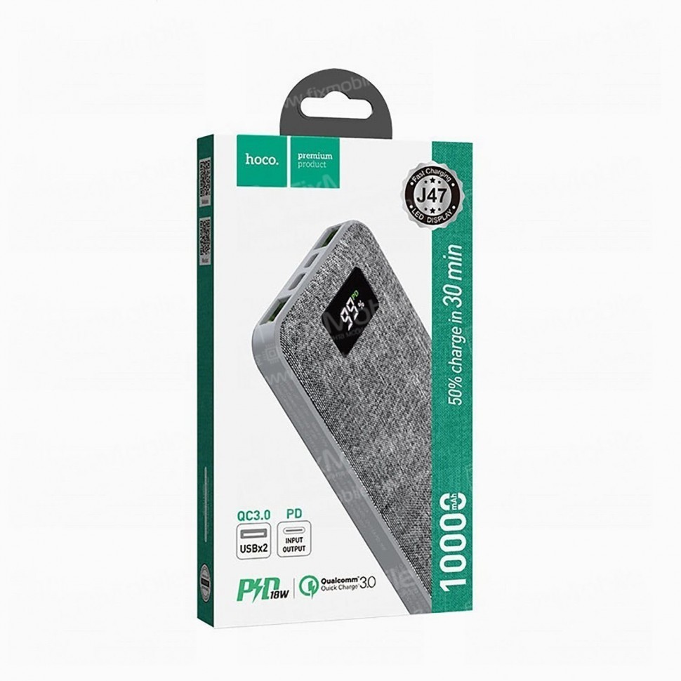 Powerbank Hoco J47 2USB Type-C 10000mAh 3A серый