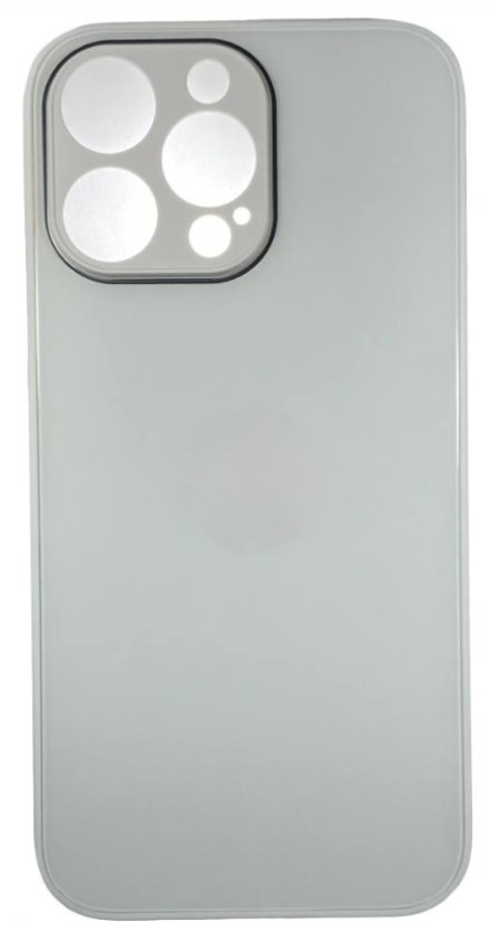 Чехол-накладка для i-Phone 14 Pro силикон (стеклянная крышка) белая