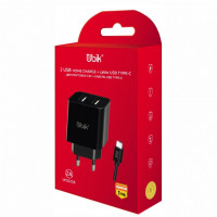 Сетевое зар. устр. Ubik UHS22C 2USB/1C 2A черное