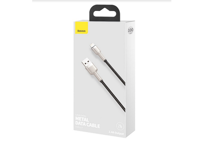 Usb Кабель-зарядка Lightning Baseus Cafule Metal 2.4A 1м (CALJK-A01) черный