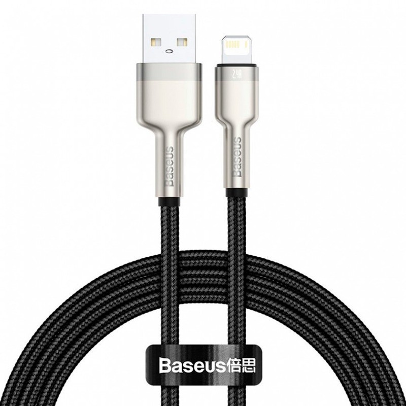 Usb Кабель-зарядка Lightning Baseus Cafule Metal 2.4A 1м (CALJK-A01) черный