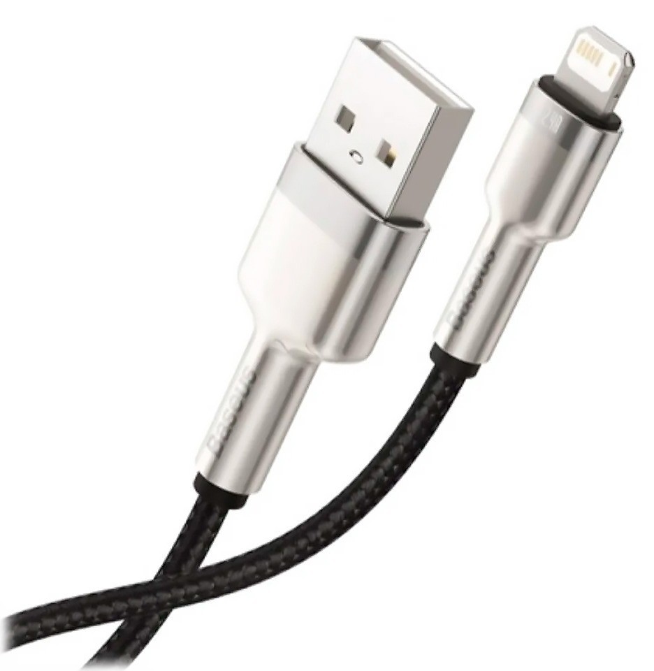 Usb Кабель-зарядка Lightning Baseus Cafule Metal 2.4A 1м (CALJK-A01) черный