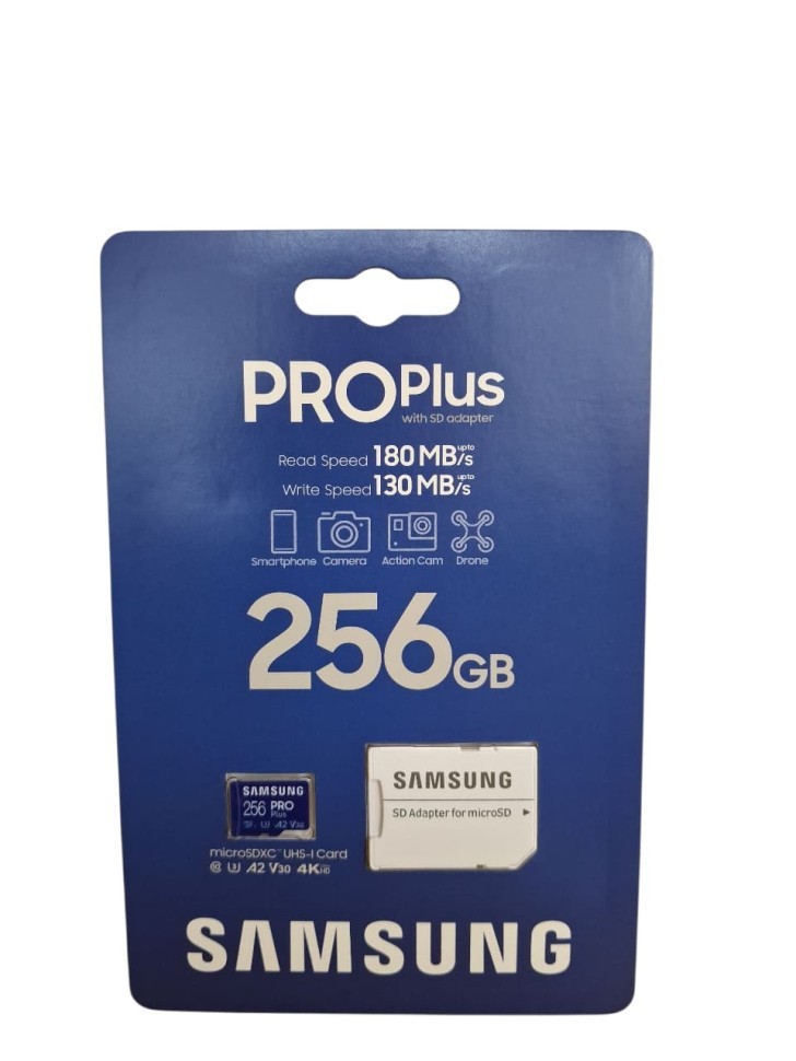 micro SDXC карта памяти Samsung 256GB PRO Plus Class10 UHS-I 180MB/s с адаптером