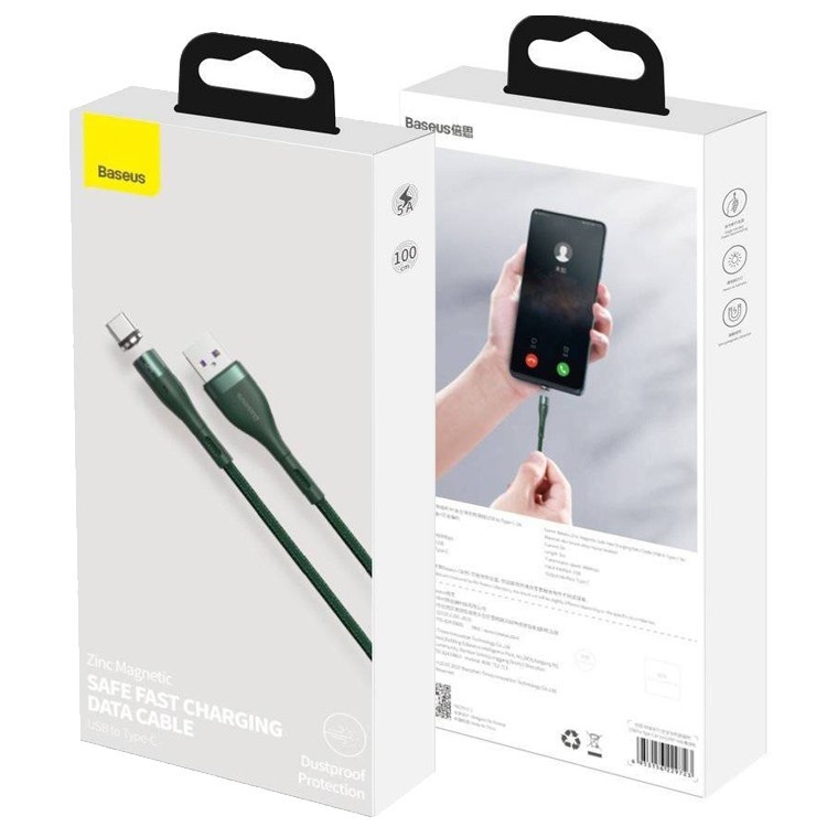 Usb Кабель-зарядка TYPE-C Baseus Zinc Magnetic 5A 1м (CATXC-N06) зеленый