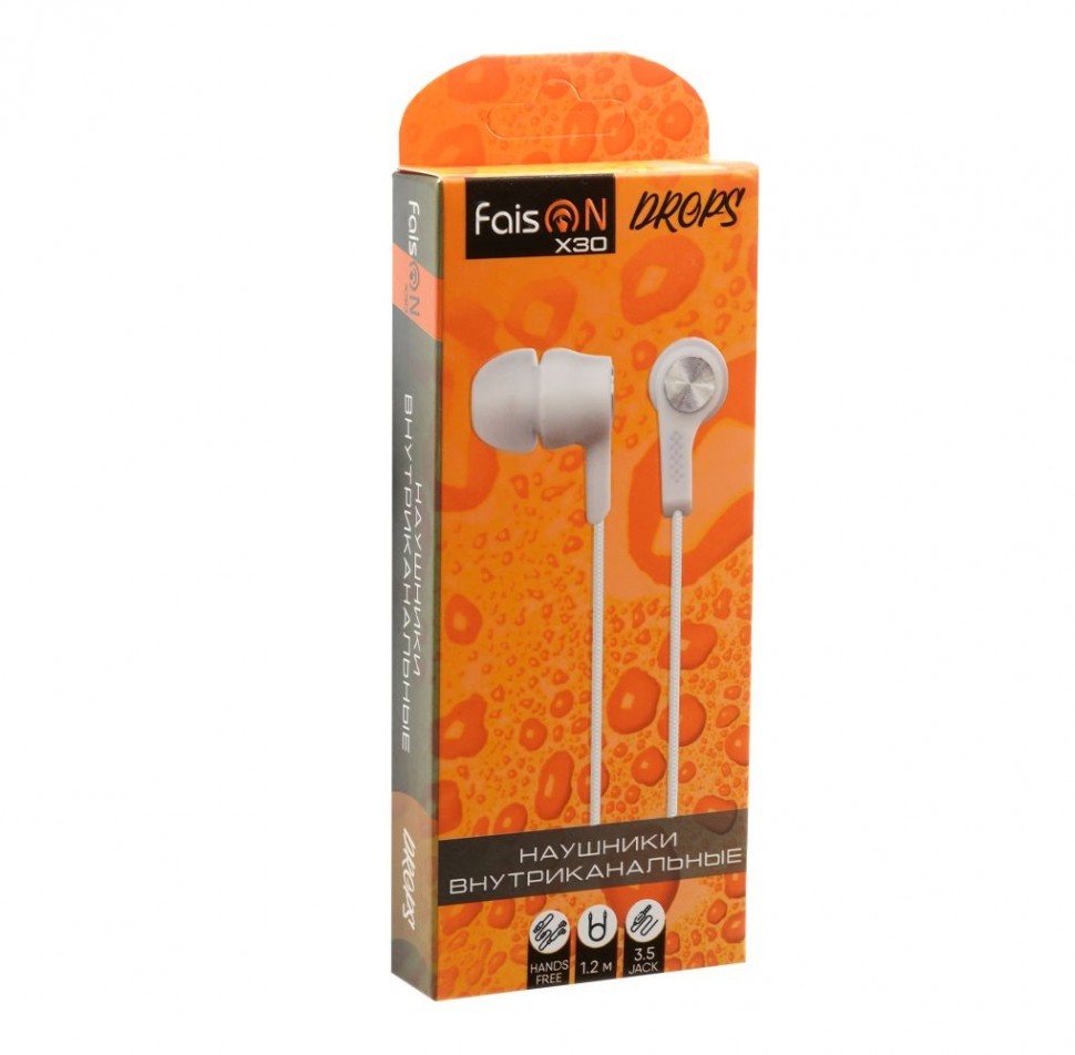 Наушники с микрофоном Faison X30 Drops 1.2м белые