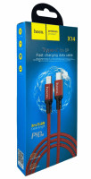 Usb Кабель-зарядка Type-C на Lightning Hoco X14 Double 3A 20W 3м в тканевой оплетке красный