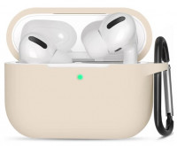 Силиконовый чехол для AirPods Pro c карабином пудро