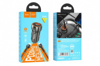 Автомобильное заряд. устр. Hoco Z46A с шнуром Type-C на Lightning 1USB/1C 18W QC3.0 серое