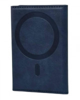 Кожаный чехол-бумажник Leather Wallet с MagSafe для Apple i-Phone синий