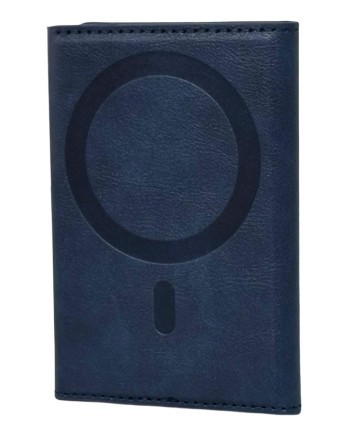 Кожаный чехол-бумажник Leather Wallet с MagSafe для Apple i-Phone синий