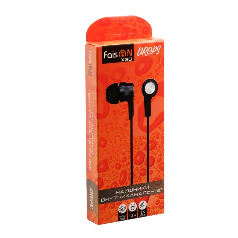 Стереонаушники Faison X30 Drops с микрофоном черные