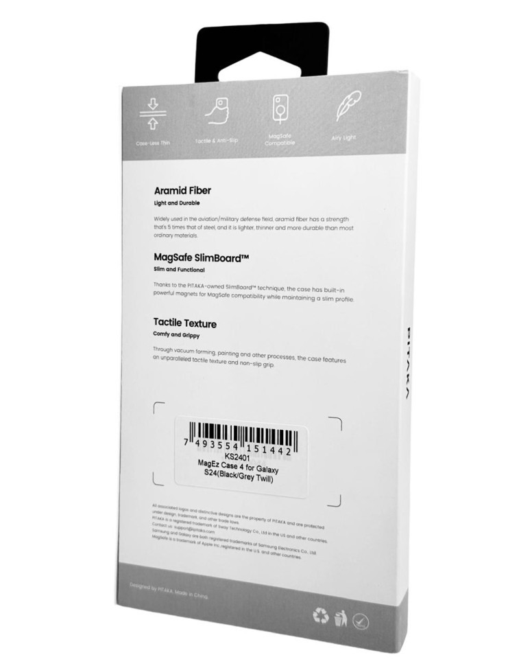 Накладка для Samsung Galaxy S24 Pitaka Magez Case 4 черно-серый