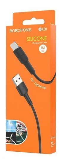 Usb Кабель-зарядка Lightning Borofone BX30 2.4A 1м силиконовый чёрный