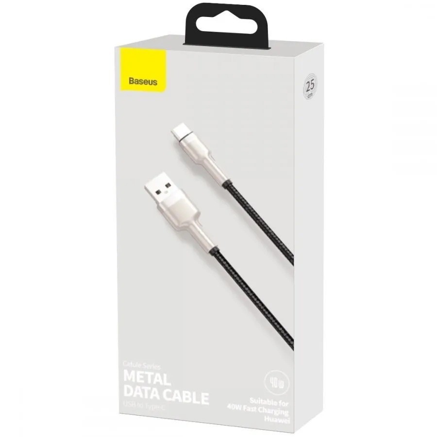 Usb Кабель-зарядка TYPE-C Baseus Cafule Series Metal Data Cable 40W 25см (CATJK-01) черный