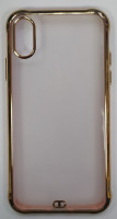 Накладка для i-Phone X/XS матовая бока золотые