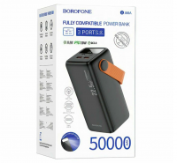 Powerbank Borofone BJ66A 50000mAh 2USB/1C с дисплеем и фонариком черный