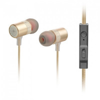 Наушники с микрофоном Walker H720 1.1м металлический в тканевой оплётке золотой