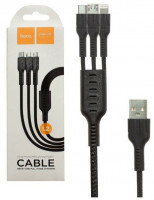 Usb Кабель-зарядка 3в1 Type-C-Lightning-Micro Hoco U31 1.2м черный