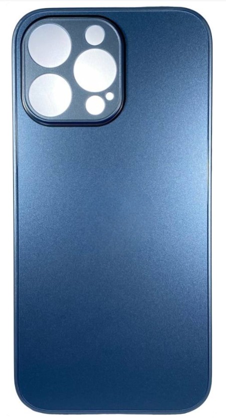 Чехол-накладка для i-Phone 14 Pro силикон (стеклянная крышка) голубая