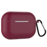 Силиконовый чехол для AirPods Pro c карабином бордовый