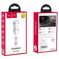 Автомобильное заряд. устр. Hoco Z27 2USB с шнуром Type-C, белое