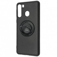 Чехол-накладка для Samsung Galaxy A21 силикон iface с держателем чёрный