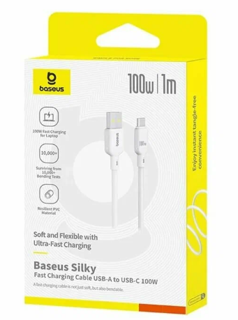 Usb Кабель-зарядка TYPE-C Baseus Silky Series 100W 1м P10377703213-00 белый