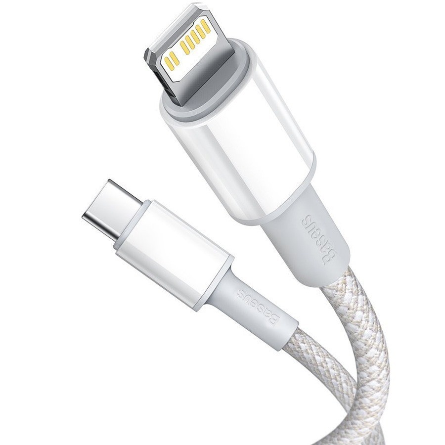 Кабель-зарядка Type-C на Lightning Baseus High Density Braided 20W 1м (CATLGD-02) белый