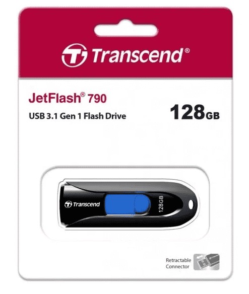 3.1 USB флеш накопитель Transcend 128GB JetFlash 790 черный