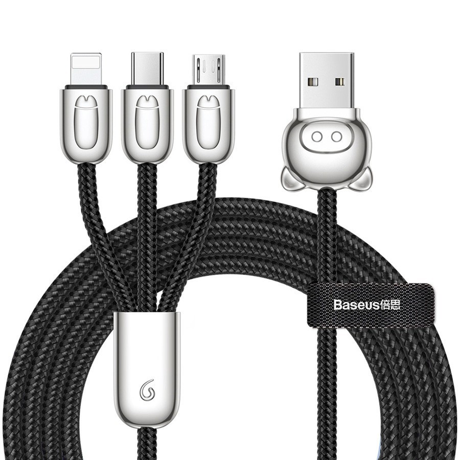 Usb Кабель-зарядка Micro+Lightning+Type-C Baseus 1.2м (CAMLT-PG01) красный