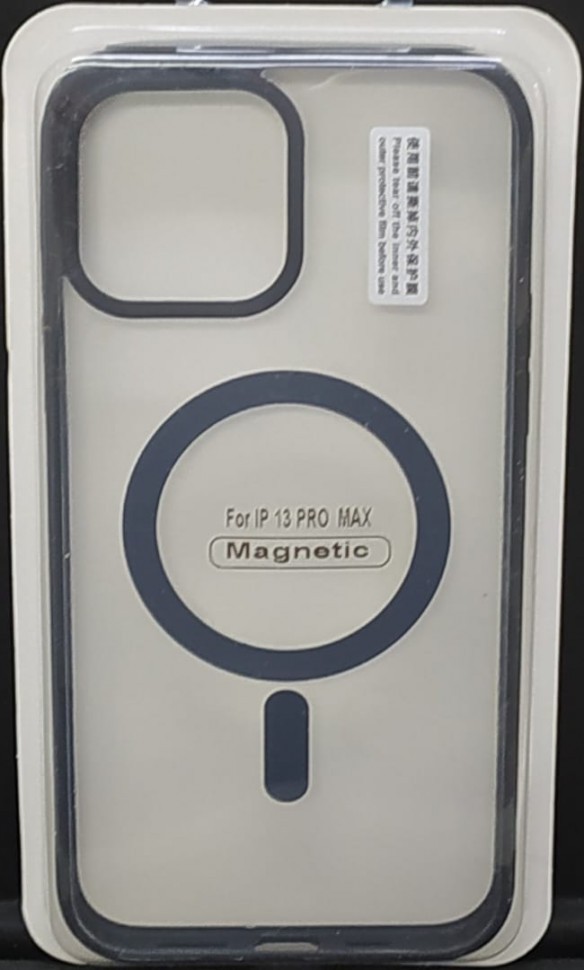 Накладка для i-Phone 13 Pro Max 6.7" Magsafe силикон прозрачный бока черные