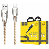 Usb Кабель-зарядка Micro Hoco U56 Metal armor 2.4A 1.2м металлический золотой