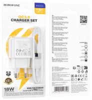 Сетевое зар. устр. Borofone BAS42A с шнуром Micro 1USB 18W белое