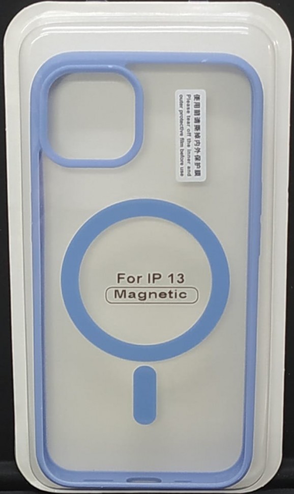 Накладка для i-Phone 13 6.1" Magsafe силикон прозрачный бока лиловые