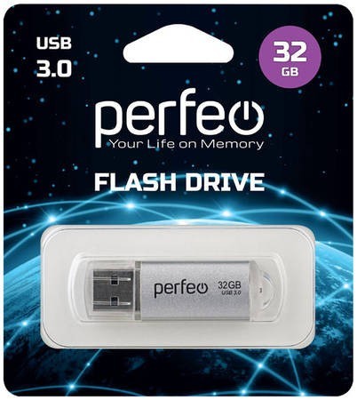3.0 USB флеш накопитель Perfeo 32GB C14 серебритый