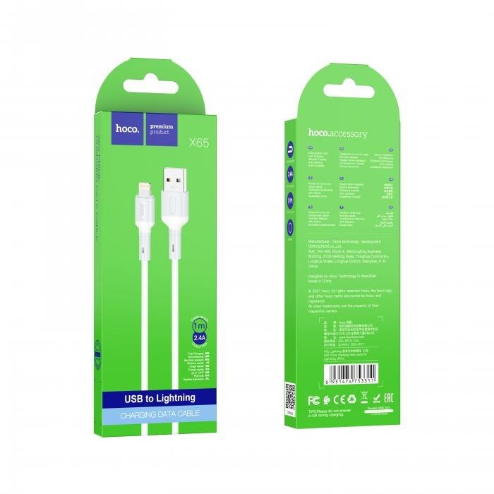 Usb Кабель-зарядка Lightning Hoco X65 Prime 1м 2.4A белый