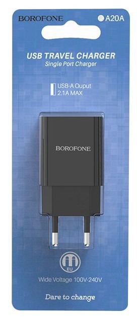 Сетевое зар. устр. Borofone BA20A 1USB 2.1A черное