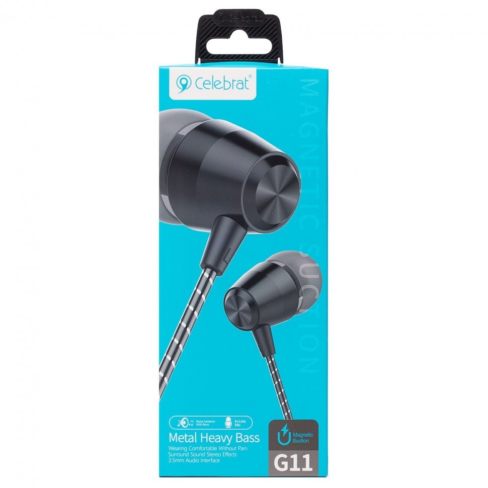 Наушники с микрофоном Celebrat G11 1.2м черные