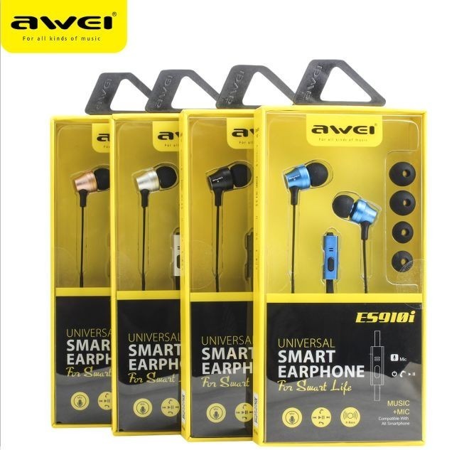 Стереонаушники AWEI с микрофоном ES910i серебристые