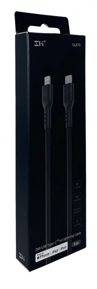 Usb Кабель-зарядка ZMI Type-C на Lightning 1м 3A (GL870) черный