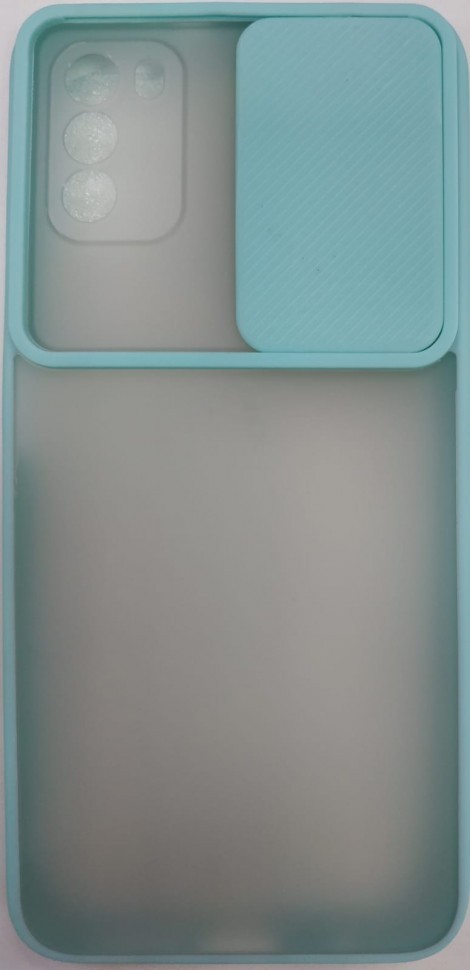 Накладка со шторкой камеры Xiaomi Pocophone M3 матовая бирюзовая